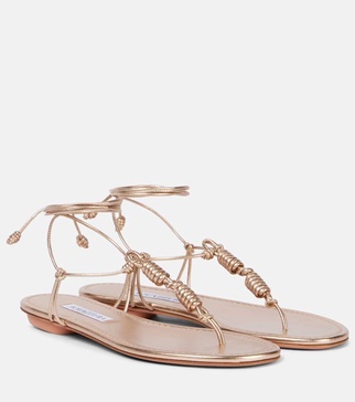 Oaxaca metallic leather thong sandals
