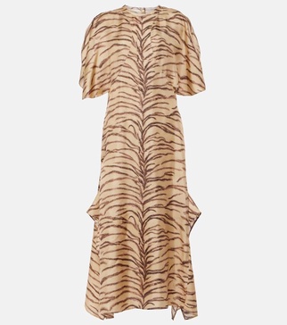 Printed silk midi dress
