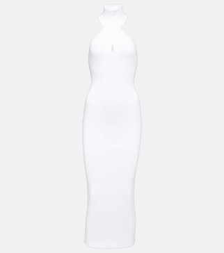 Halterneck bodycon midi dress