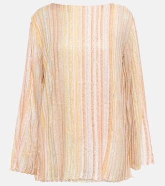 Striped sequin-embellished sweater
