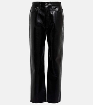 90s Pinch Waist leather-blend pants