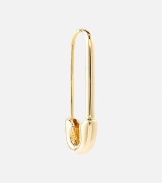 Safety Pin 18kt gold single earring 