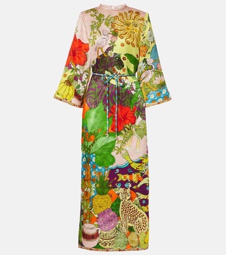 Tiger silk-blend midi dress