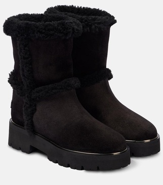 Teddi shearling-trimmed leather booties