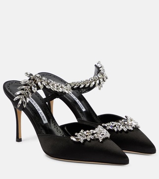 Lurum 90 embellished satin mules