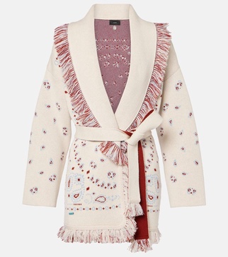 Bandana cashmere jacquard wrap cardigan
