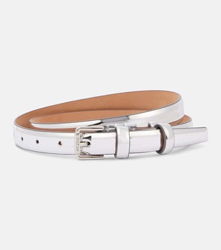 Metallic leather belt