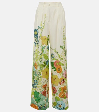 Floral high-rise wide-leg pants