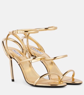 Strappy metallic leather sandals