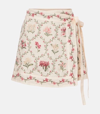 Luna floral linen wrap skirt
