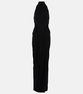 Halterneck draped gown