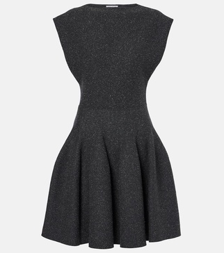 Godet silk-blend minidress