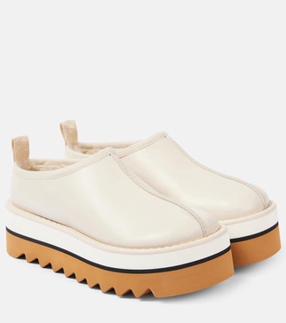 Sneak-Elyse faux fur-lined faux leather mules