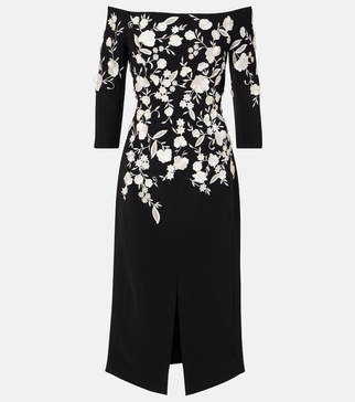 Embroidered off-shoulder midi dress