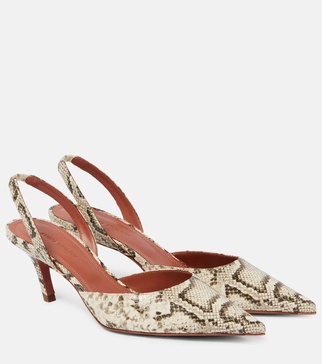Sofia snake-effect leather slingback pumps