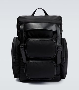 City leather-trimmed backpack