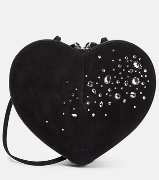 Le Cœur embellished suede shoulder bag