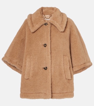 Tenebre alpaca, cashmere and silk teddy cape