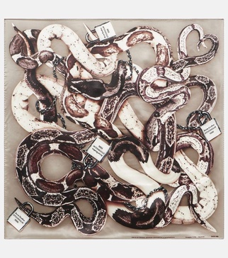 Printed silk twill scarf