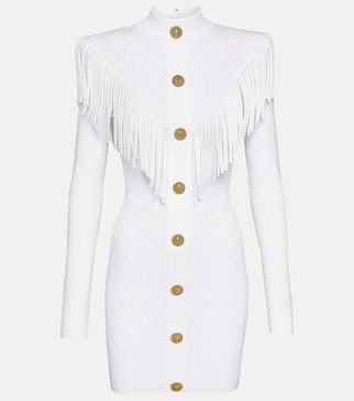 Fringed knit minidress 