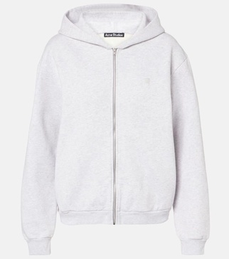 Cotton jersey zip-up hoodie