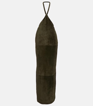 Suede maxi skirt