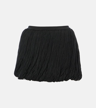Fringed wool miniskirt