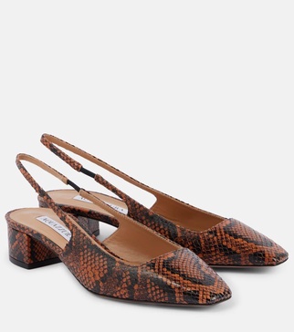 Ginza 35 snake-effect leather slingback pumps