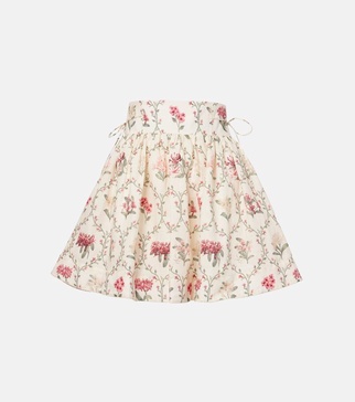 Floral linen miniskirt