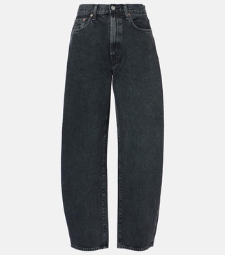 Balloon mid-rise barrel-leg jeans