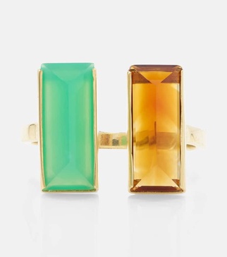 Bi Maxi 9kt gold ring with chrysoprase and citrine