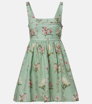 Hierbabuena floral linen minidress