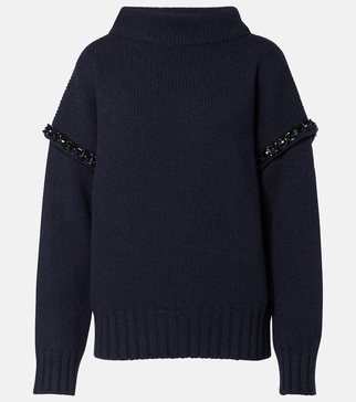 Gene embellished virgin wool hoodie