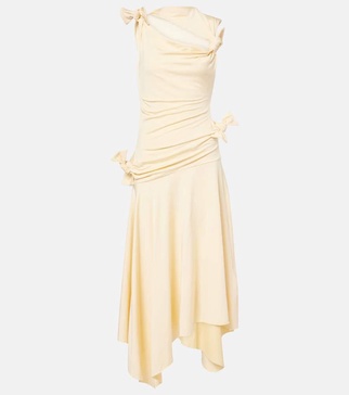 Cutout asymmetric jersey midi dress