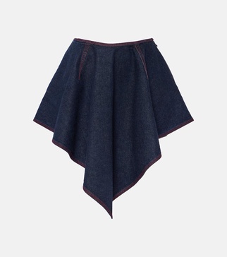 Triangle asymmetric denim miniskirt