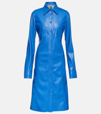 Faux leather shirt dress