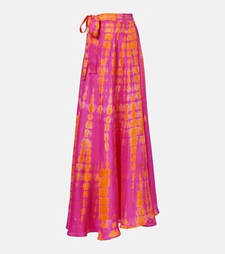 Tie-dye silk wrap skirt