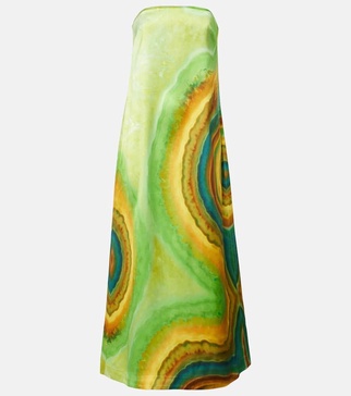 Iris printed strapless maxi dress