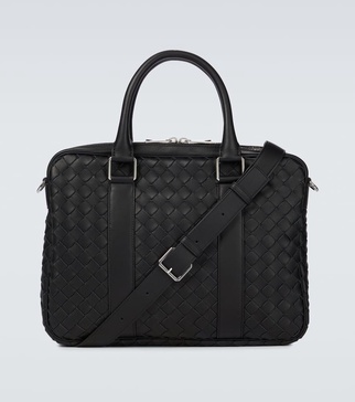 Intrecciato leather briefcase