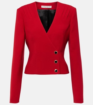 Pleated wool blazer