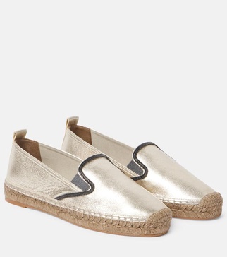 Monili metallic leather espadrilles