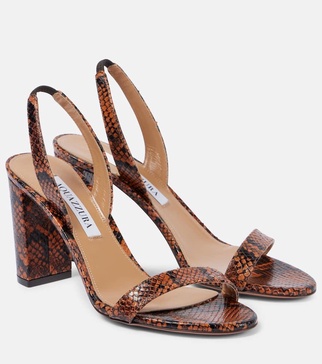 85 snake-effect leather slingback sandals