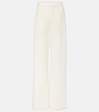 High-rise wool-blend wide-leg pants