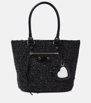 Le Cagole Medium raffia shoulder bag