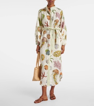 Sea linen shirt dress