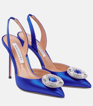 Crystal Hoop Sling 105 satin slingback pumps