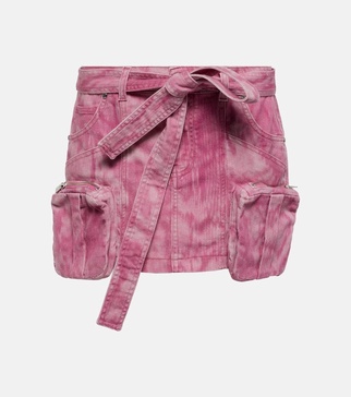 Camouflage denim cargo miniskirt