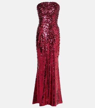Sequined strapless gown