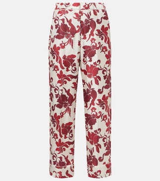 Leda printed silk wide-leg pants