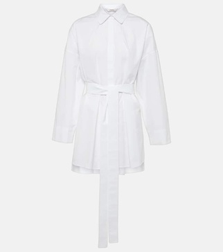 Tea belted cotton poplin blouse